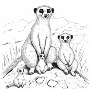 Detailed Meerkat Family Coloring Pages 4