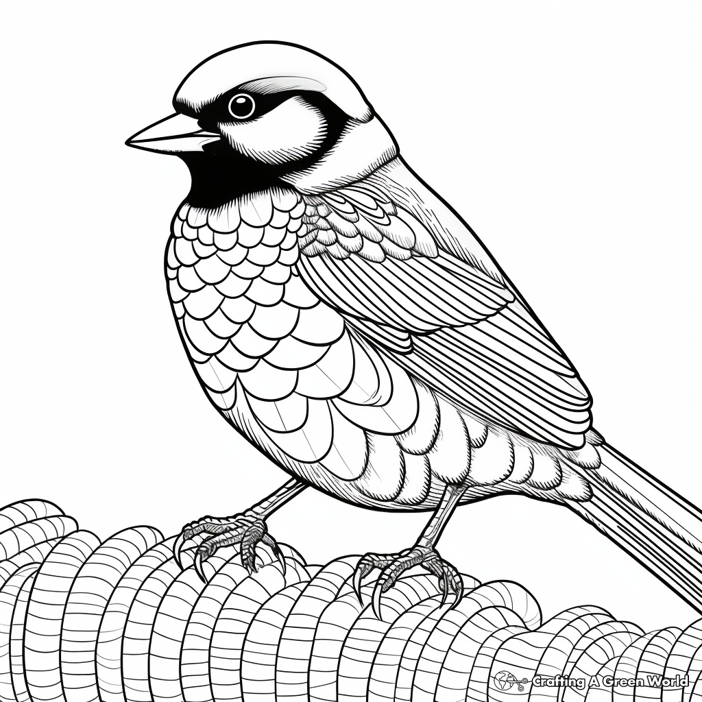 Detailed Mexican Chickadee Coloring Pages for Adults 4