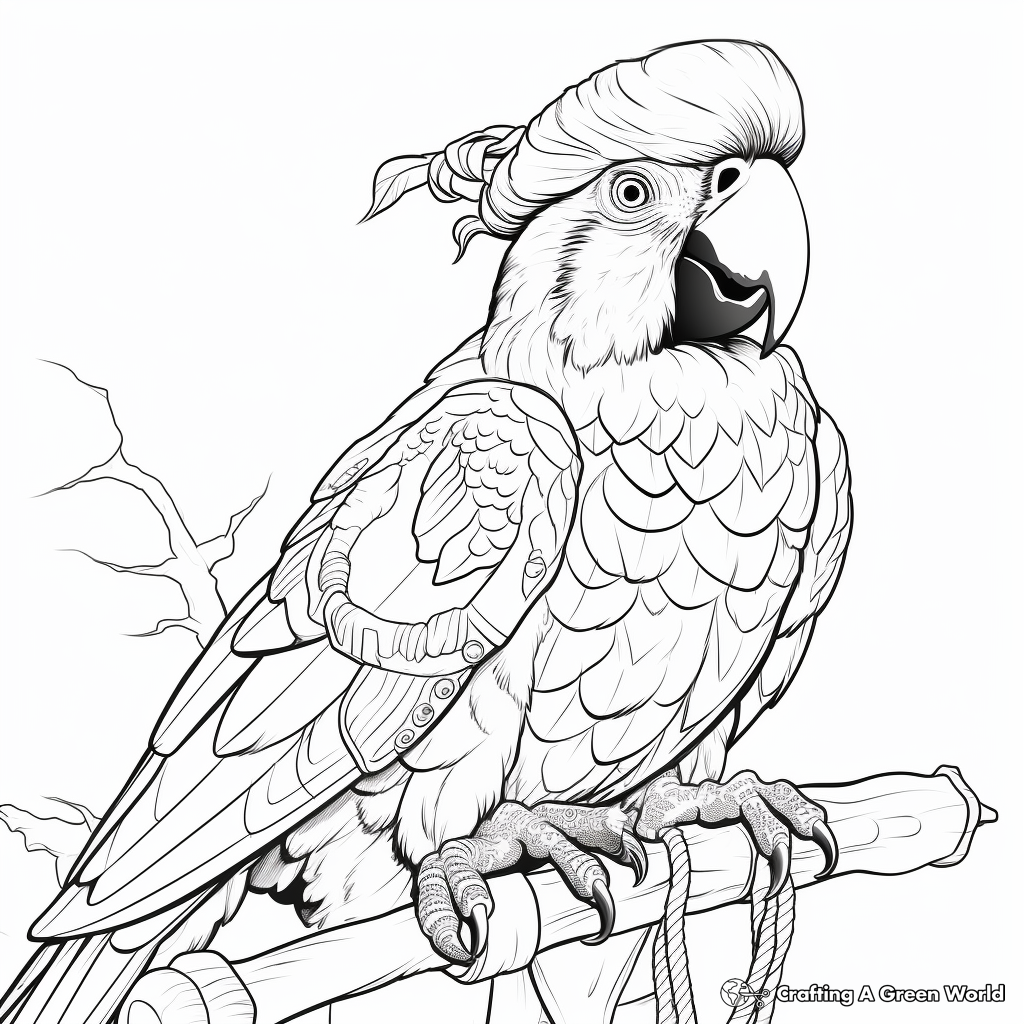 Detailed Military Macaw Coloring Pages for Adults 3