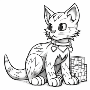 Detailed Minecraft Cat Coloring Pages for Adults 1