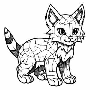 Detailed Minecraft Cat Coloring Pages for Adults 2