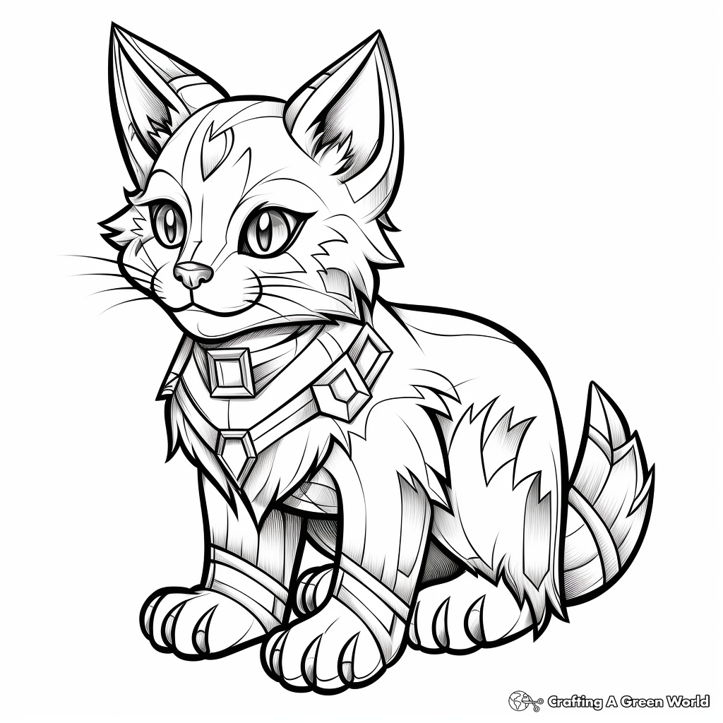 Detailed Minecraft Cat Coloring Pages for Adults 3