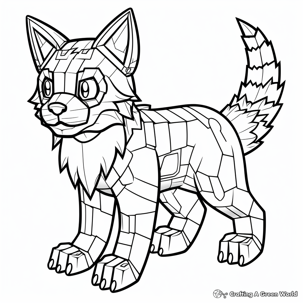 Detailed Minecraft Cat Coloring Pages for Adults 4