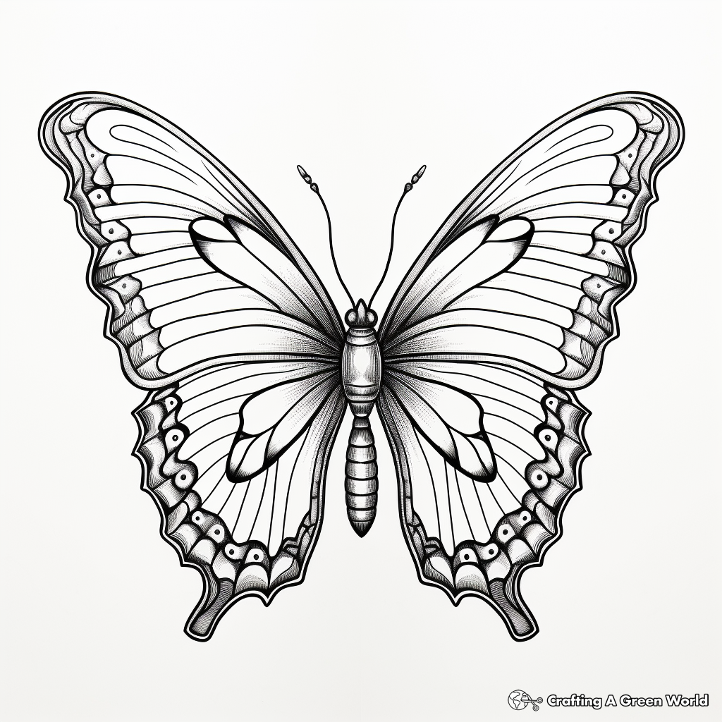 Detailed Monarch Blue Morpho Butterfly Coloring Pages 1