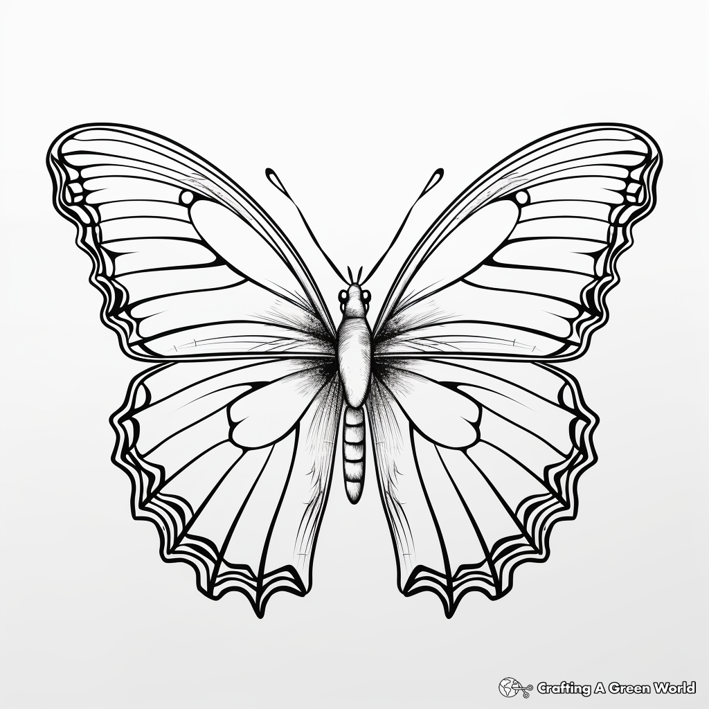 Detailed Monarch Blue Morpho Butterfly Coloring Pages 2