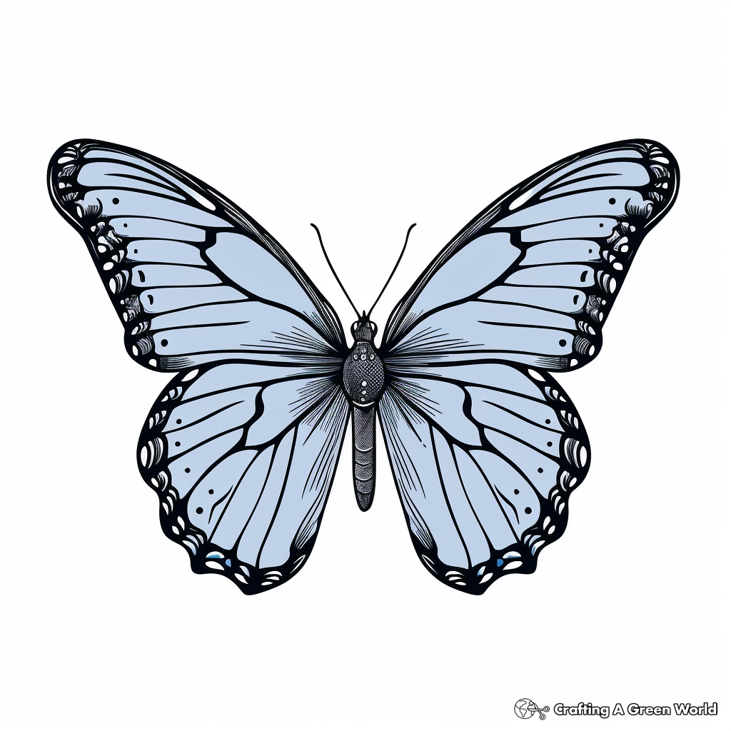 Detailed Monarch Blue Morpho Butterfly Coloring Pages 3