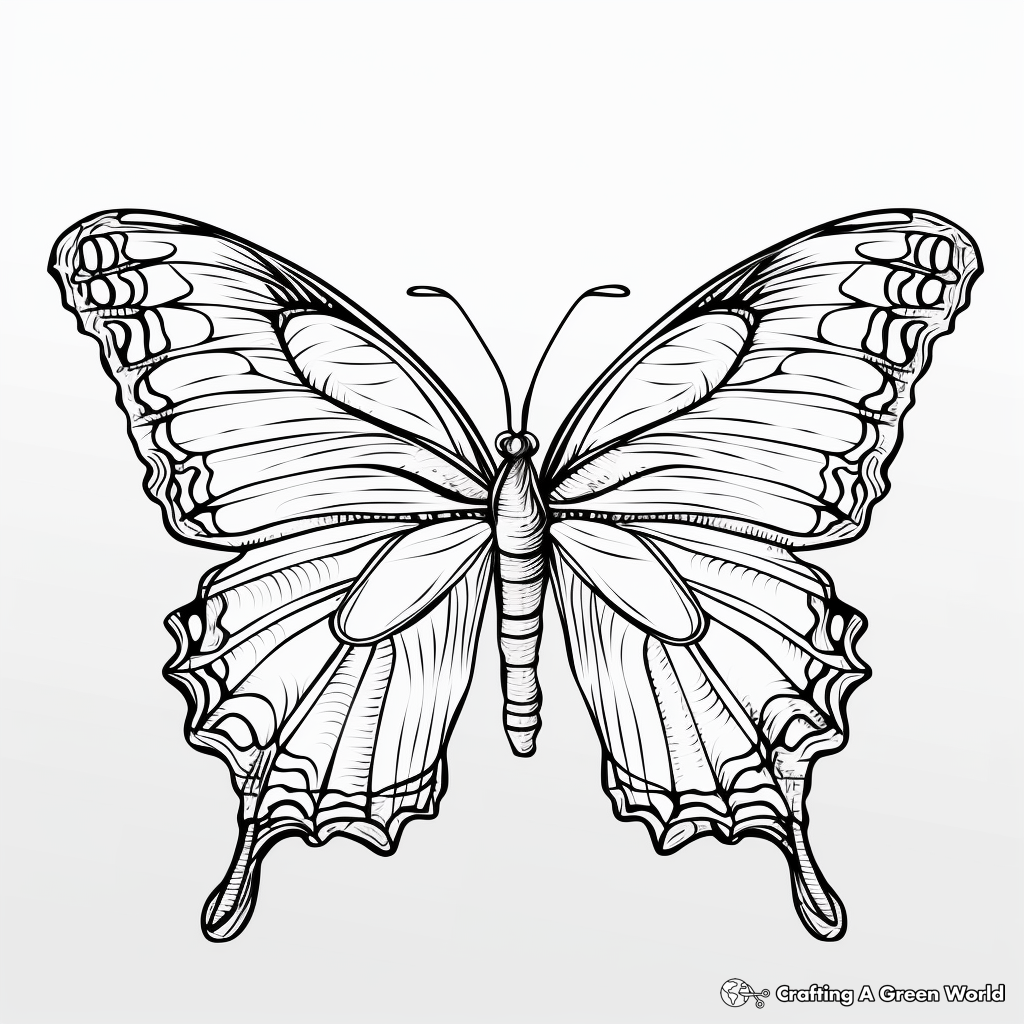Detailed Monarch Blue Morpho Butterfly Coloring Pages 4