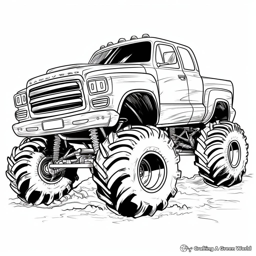 Detailed Monster Truck Coloring Pages 1