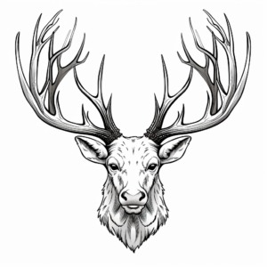 Detailed Moose Antler Coloring Pages for Adults 1
