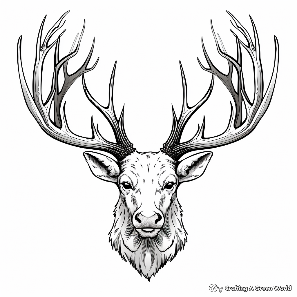 Detailed Moose Antler Coloring Pages for Adults 1