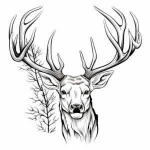 Detailed Moose Antler Coloring Pages for Adults 2