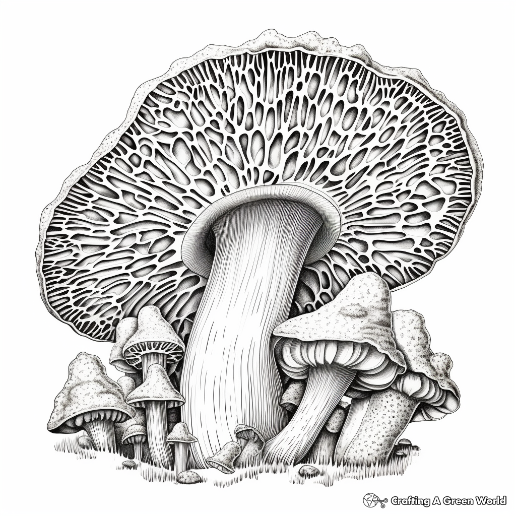 Detailed Morel Mushroom Coloring Pages 2