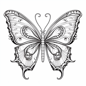Detailed Morpho Butterfly Mandala Coloring Pages 1