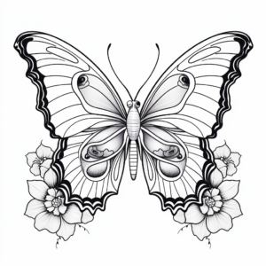Detailed Morpho Butterfly Mandala Coloring Pages 4