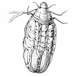 Detailed Moth Pupa Coloring Pages for Adults 1