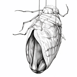 Detailed Moth Pupa Coloring Pages for Adults 2