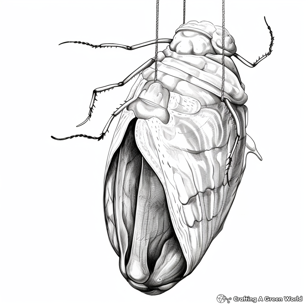Detailed Moth Pupa Coloring Pages for Adults 2