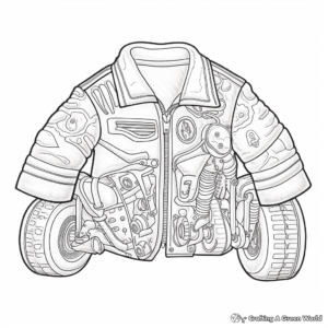 Detailed Motorcycle Jacket Coloring Pages for Adults 2
