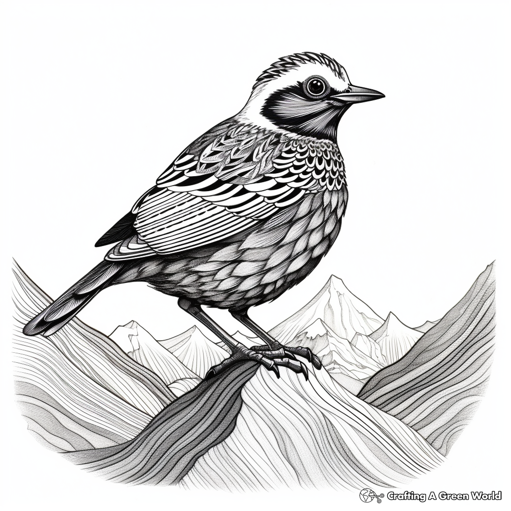 Detailed Mountain Quail Coloring Pages for Adults 1