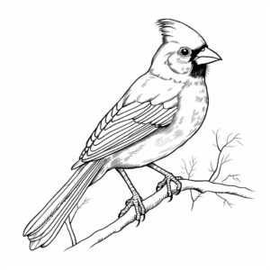 Detailed Northern Cardinal Coloring Pages for Adults 1