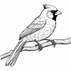 Detailed Northern Cardinal Coloring Pages for Adults 3