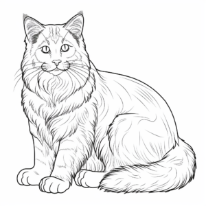 Detailed Norwegian Forest Cat Coloring Pages 1