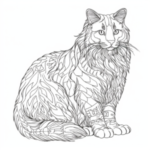 Detailed Norwegian Forest Cat Coloring Pages 3