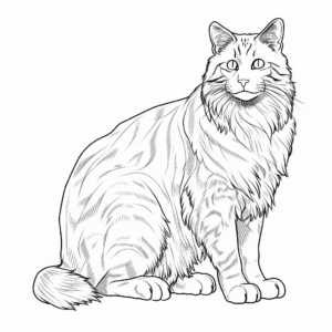 Detailed Norwegian Forest Cat Coloring Pages 4