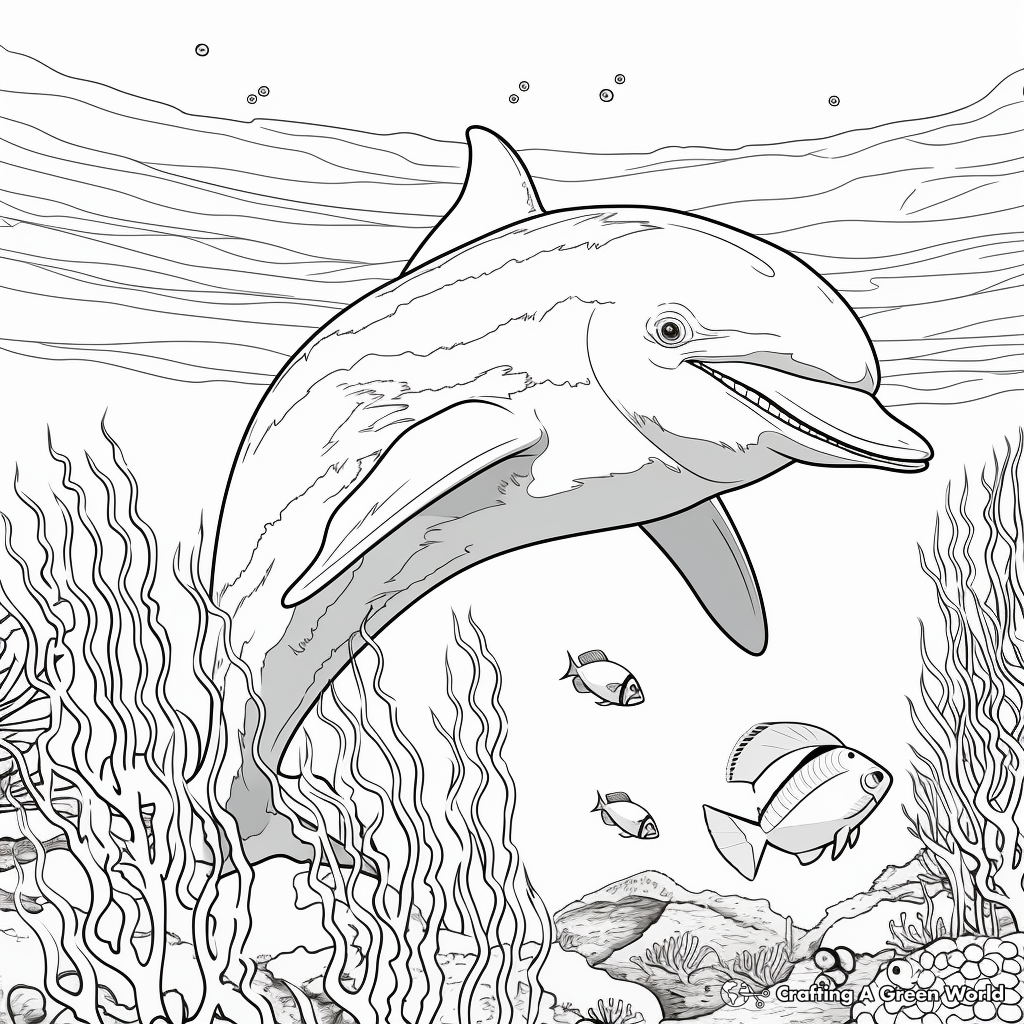 Detailed Oceanic Dolphin Coloring Sheets 2