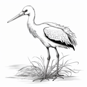 Detailed Oriental Stork Coloring Sheets 1
