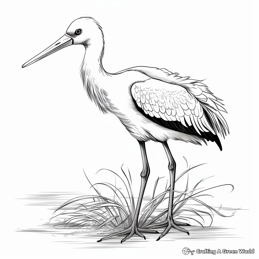 Detailed Oriental Stork Coloring Sheets 1