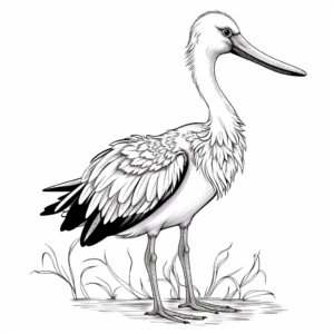 Detailed Oriental Stork Coloring Sheets 4
