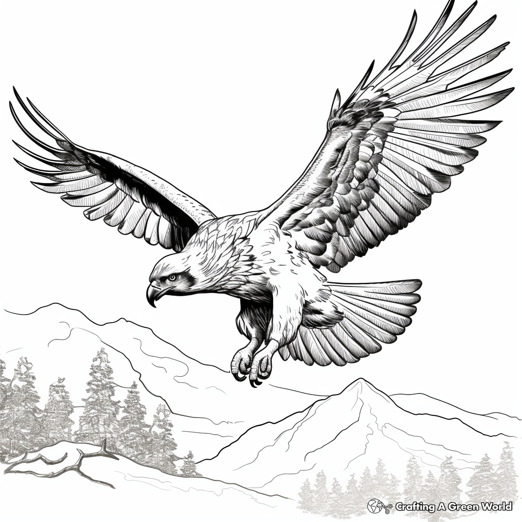 Detailed Osprey in Flight Coloring Pages 1