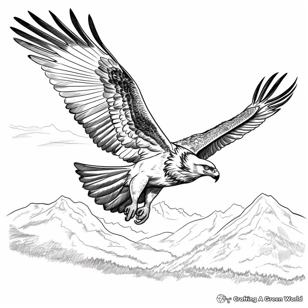 Detailed Osprey in Flight Coloring Pages 2
