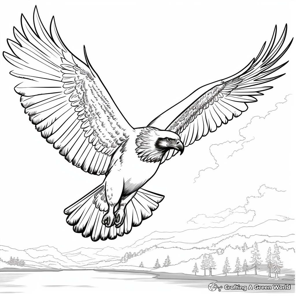 Detailed Osprey in Flight Coloring Pages 4
