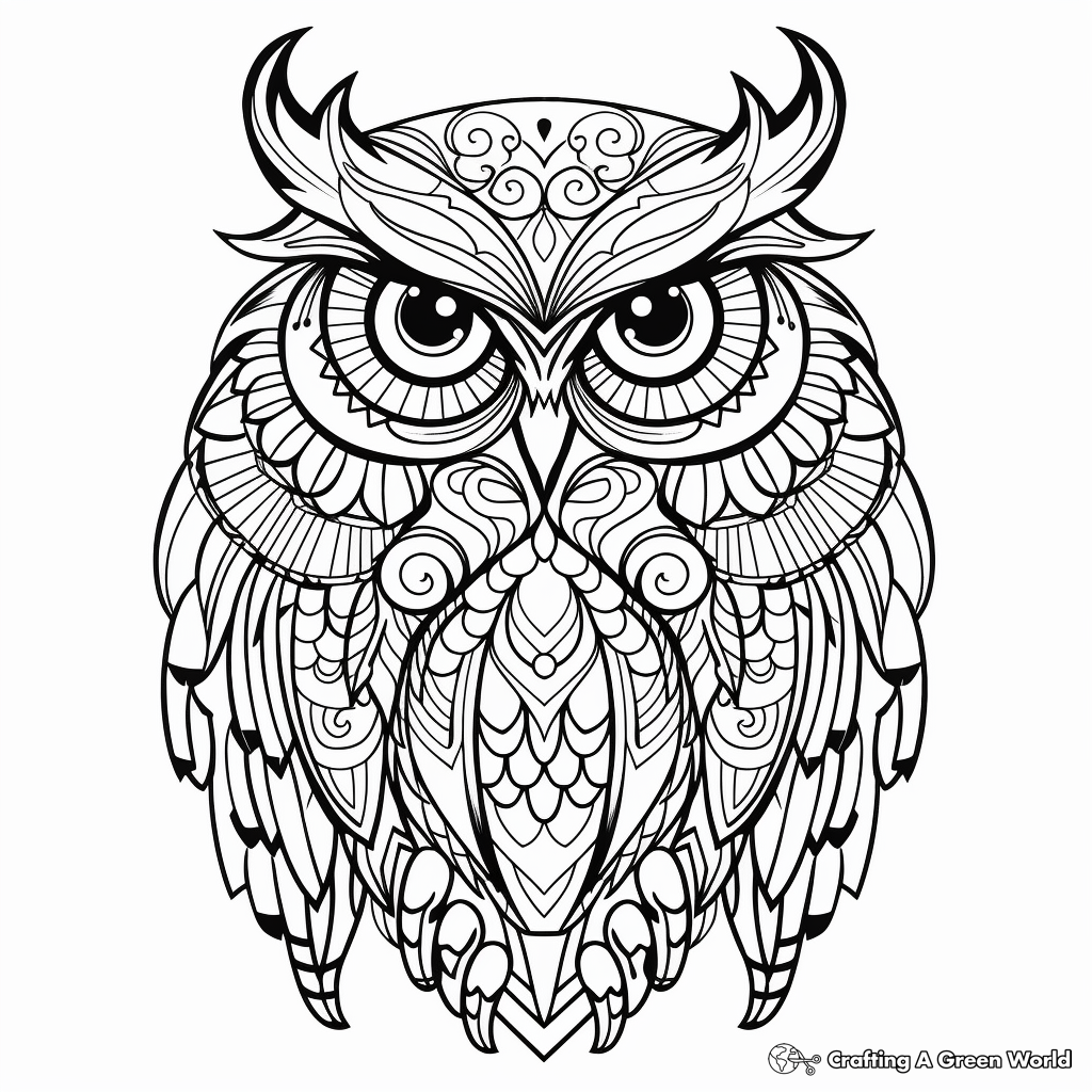 Detailed Owl Coloring Pages for Adults 1