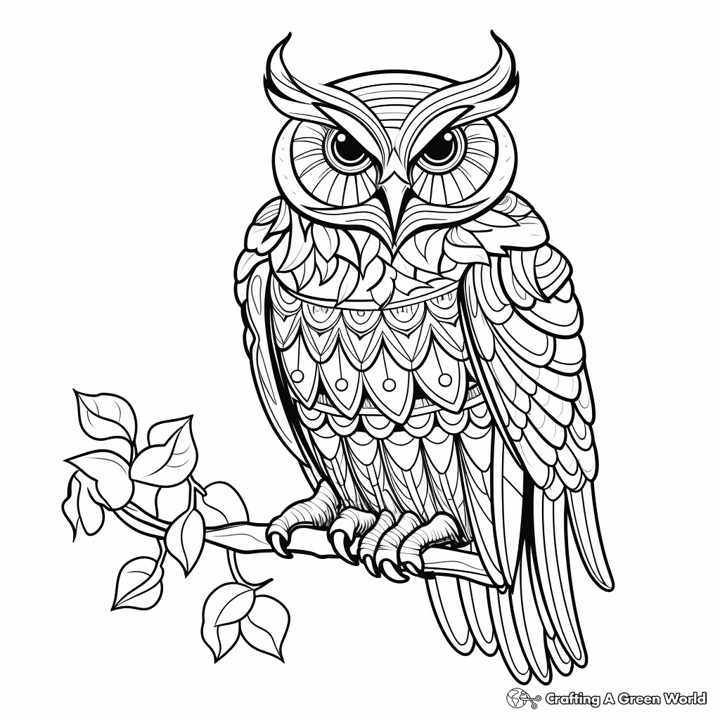 Detailed Owl Coloring Pages for Adults 2
