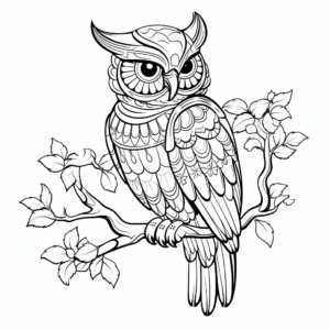 Detailed Owl Coloring Pages for Adults 3