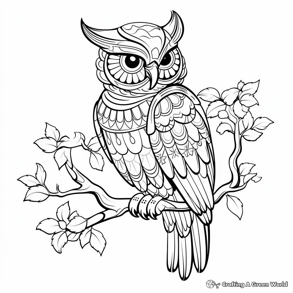 Detailed Owl Coloring Pages for Adults 3