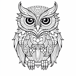Detailed Owl Coloring Pages for Adults 4
