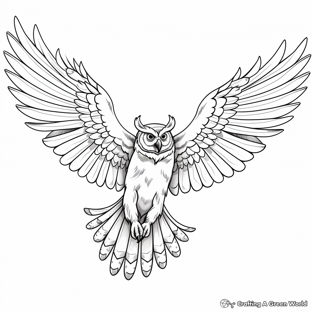 Detailed Owl in Flight Coloring Pages 1
