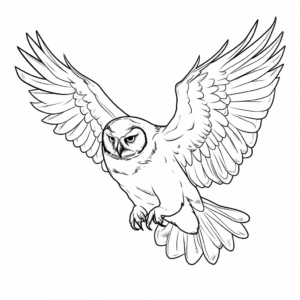 Detailed Owl in Flight Coloring Pages 2