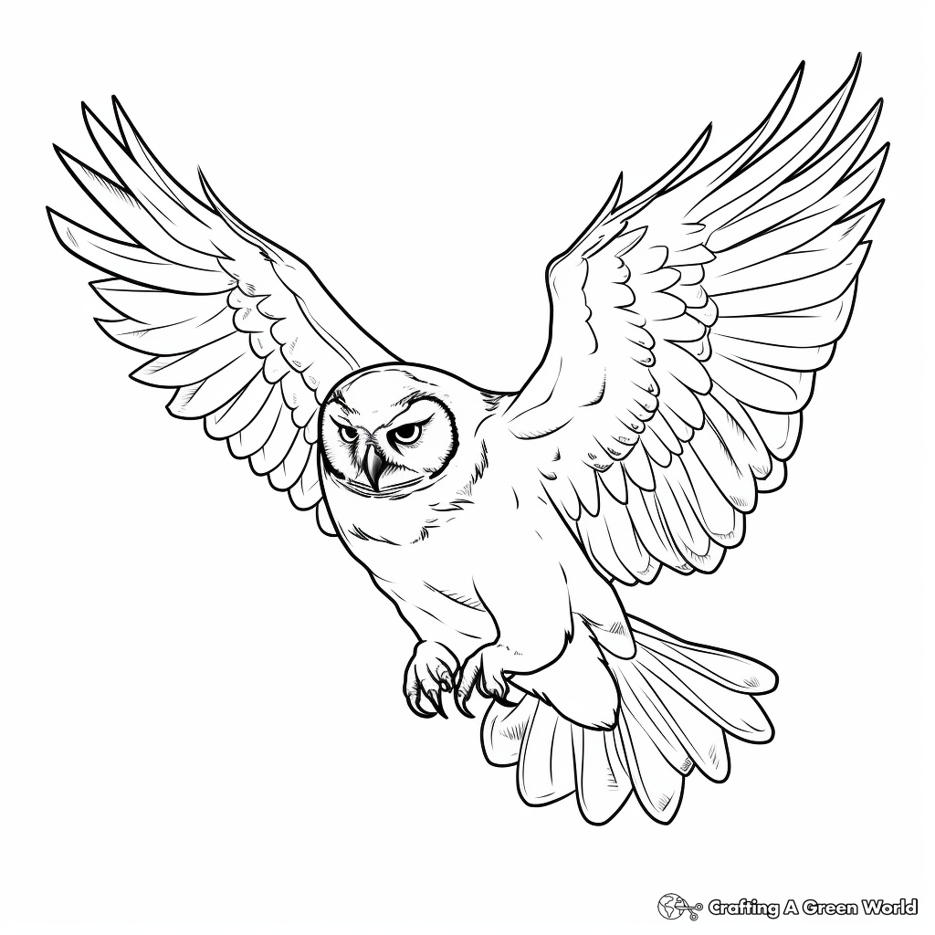Detailed Owl in Flight Coloring Pages 2