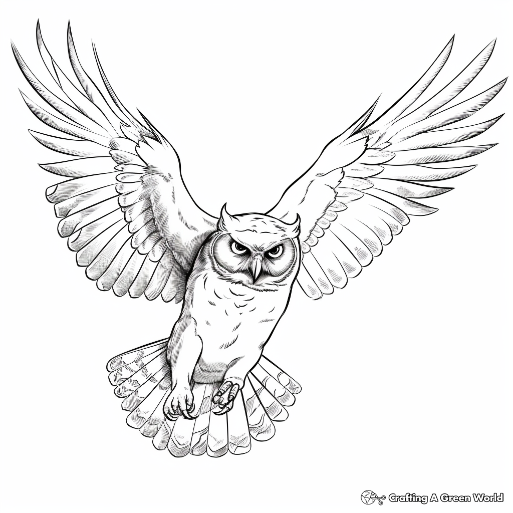 Detailed Owl in Flight Coloring Pages 3