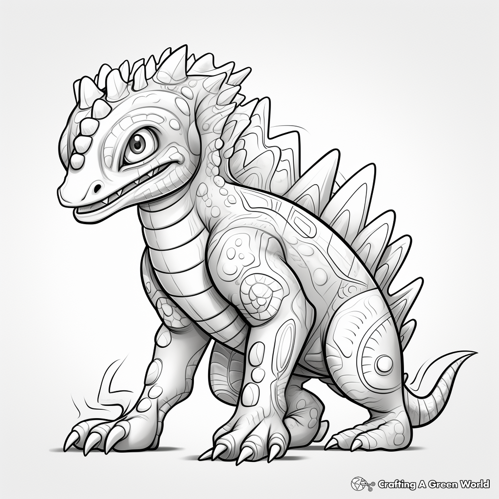 Detailed Pachycephalosaurus Coloring Pages for Adults 1