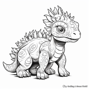 Detailed Pachycephalosaurus Coloring Pages for Adults 2