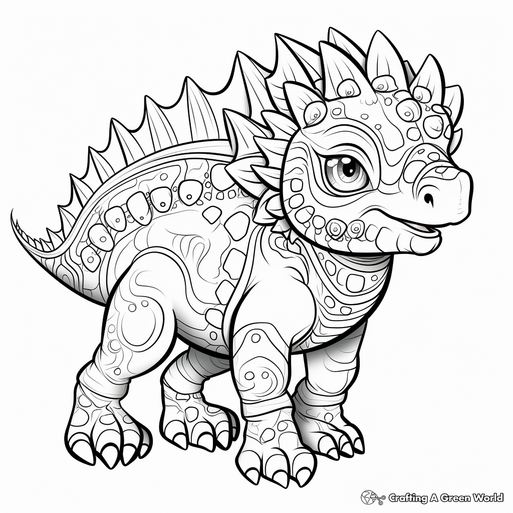 Detailed Pachycephalosaurus Coloring Pages for Adults 4