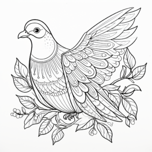 Detailed Peace Dove Coloring Pages for Adults 2