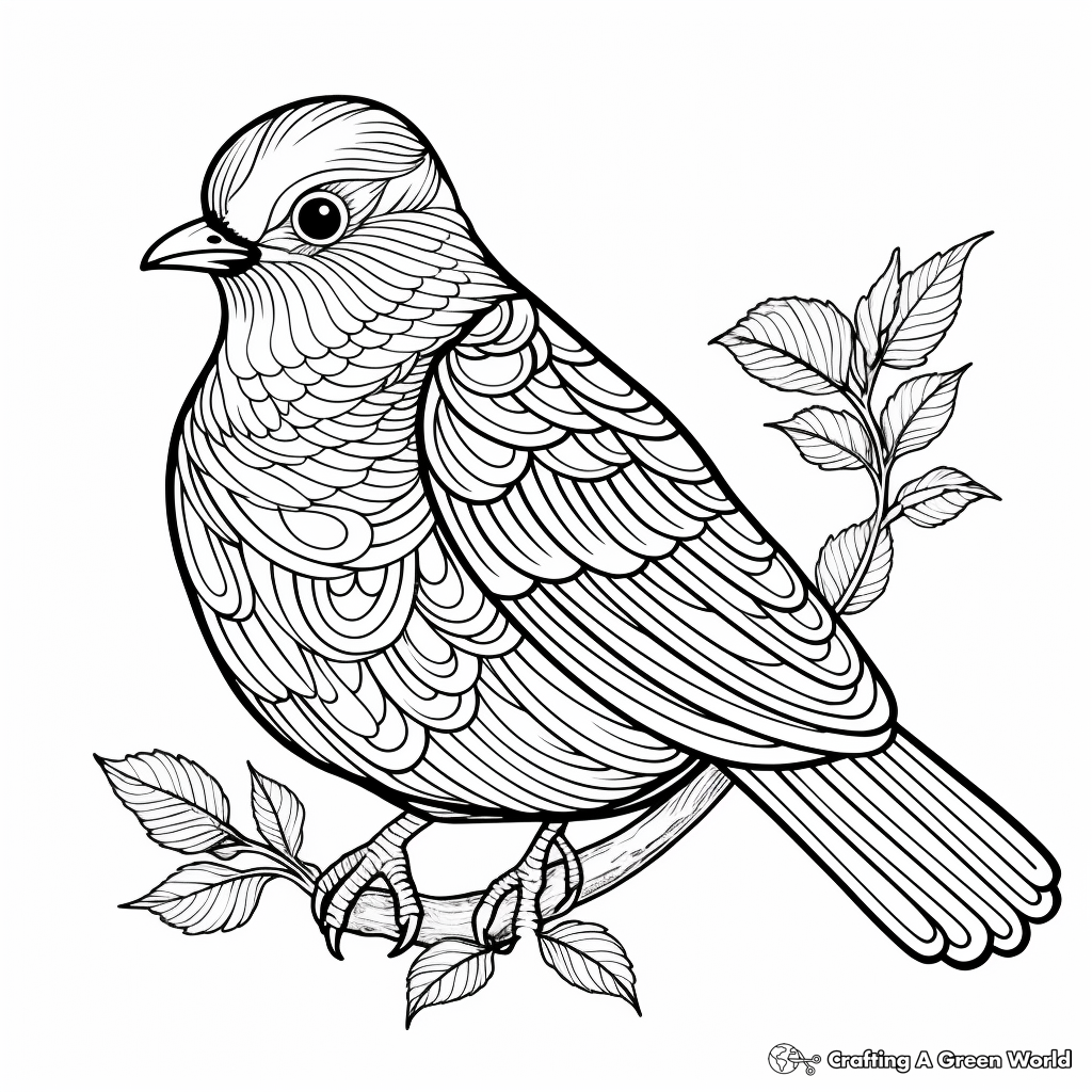 Detailed Peace Dove Coloring Pages for Adults 4