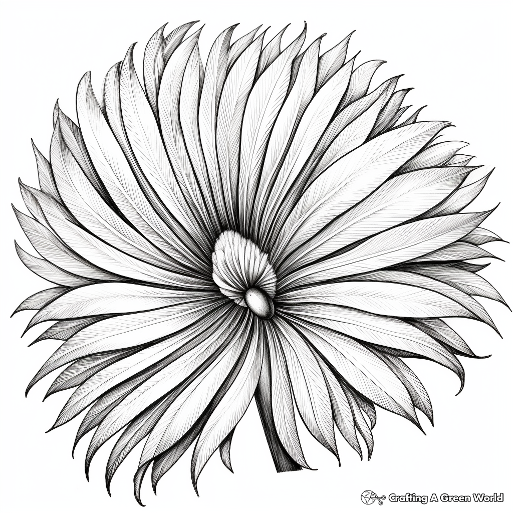Detailed Peacock Feather Coloring Pages 4